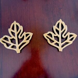 Vintage brass leaf trivets